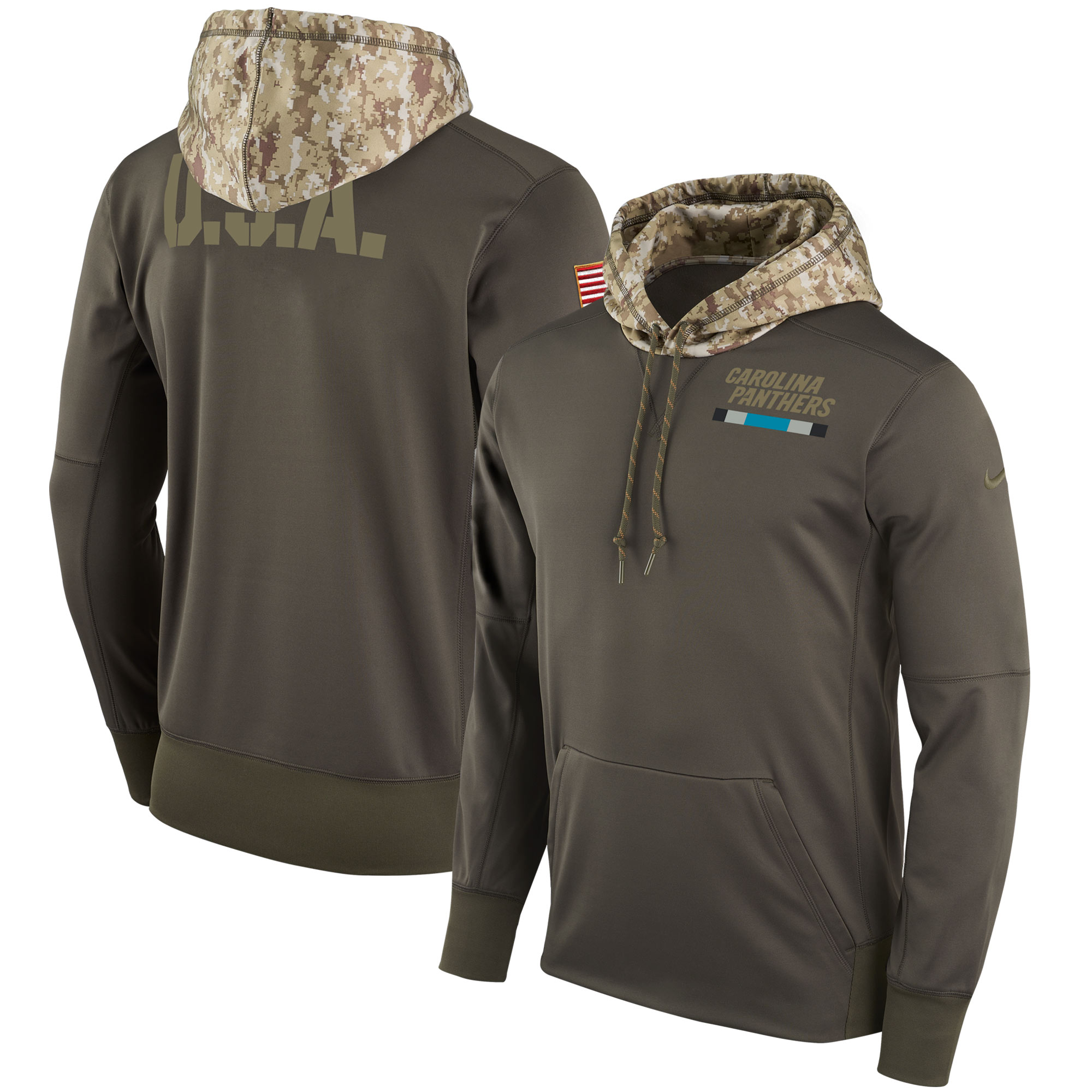 Men NFL Carolina Panthers Nike Olive Salute To Service Hoodie Green